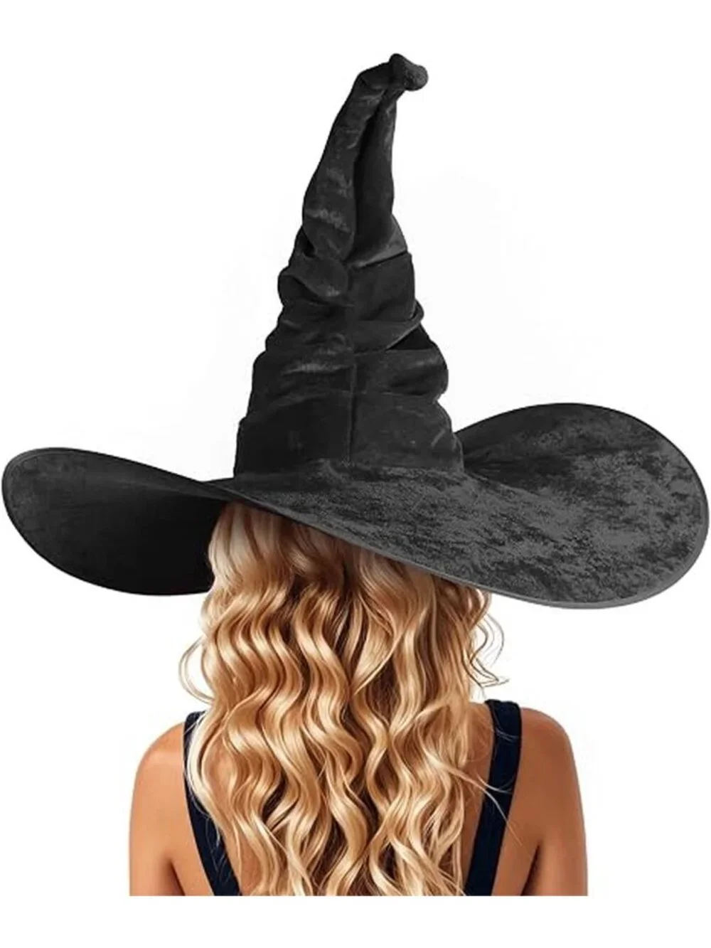 Oversized Ruched Witch Hat for Women, Halloween Costume
